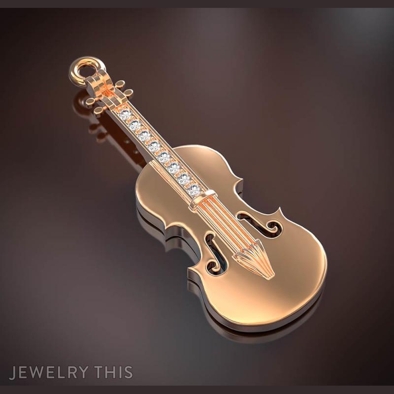 DiamondEncrusted Violin Pendant » Custom Jewelry by Jewelrythis