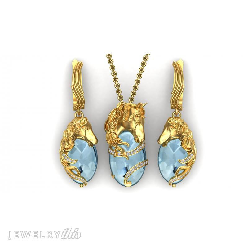 Horses earring and pendant