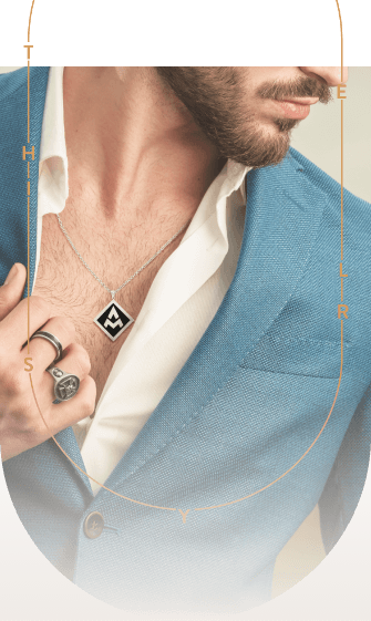 Mens jewelry logo black enamel pendant ring and signet rings