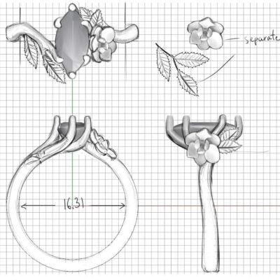 Nature-inspired Engagement Sketch by JewelryThis