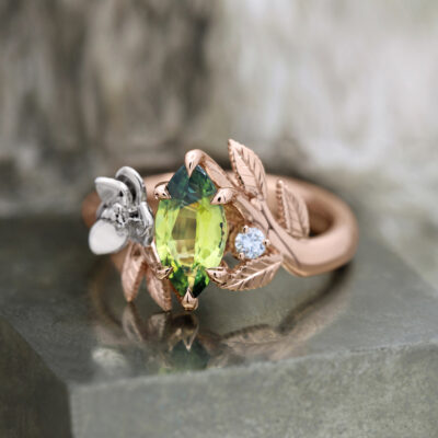 Green Sapphire Spring Inspired Engagement Ring