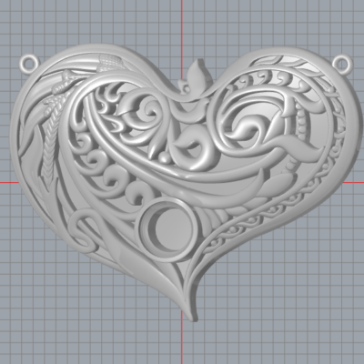 Step 3: 3D digital model of the Art Nouveau Pendant