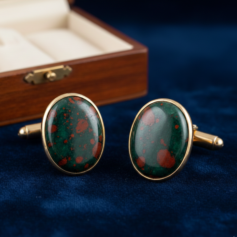 Bloodstone gold cufflinks