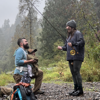 David proposing on the river bank