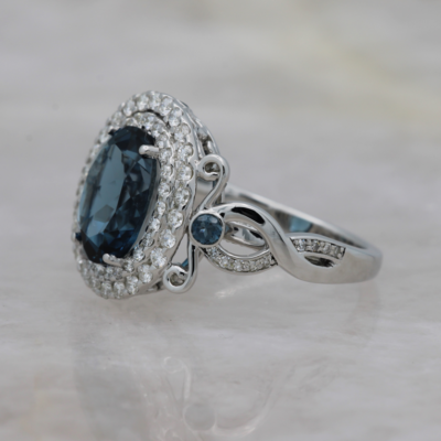 Side View of The Stunning Double Halo Engagement Ring