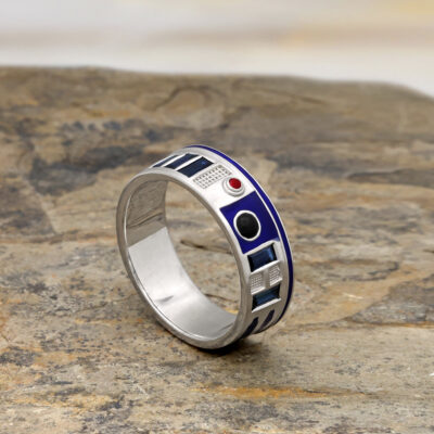 Finished Droid Enamel & Gemstone Ring