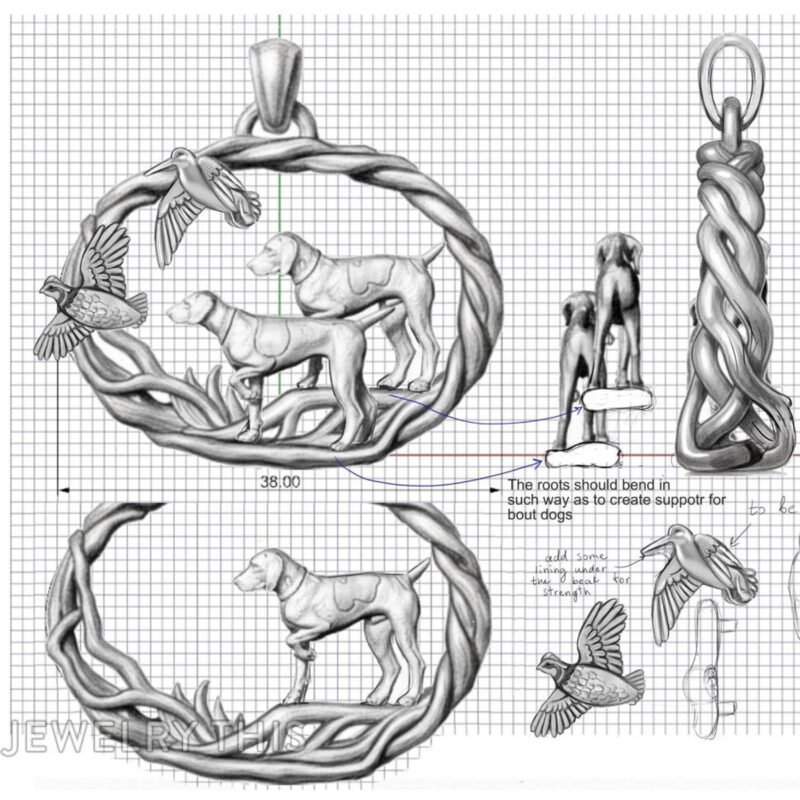 jewelry pendant design concept sketch