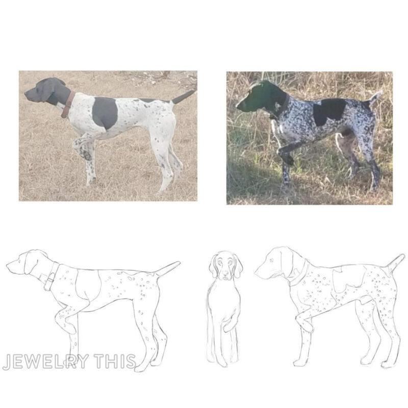 sketch drawing of German Shorthaired Pointers