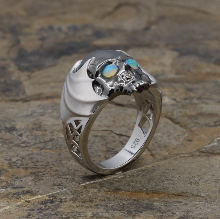Finished Skull Wedding Ring Side View