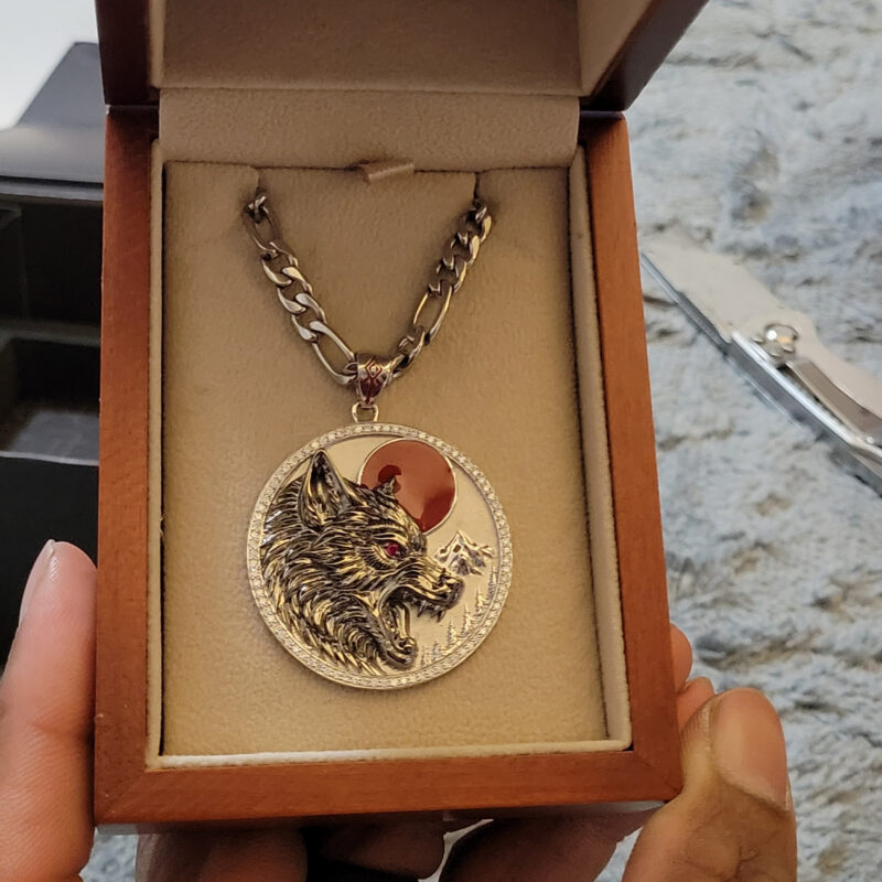 Finished custom wolf pendant