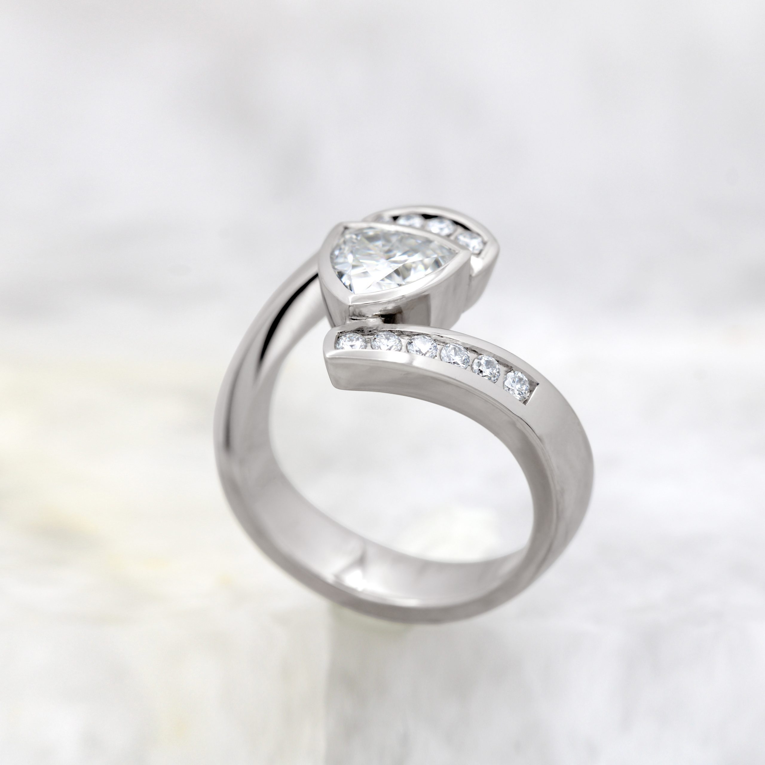 Trillion Bezel Set Engagement Ring » JewelryThis Custom Jewelry