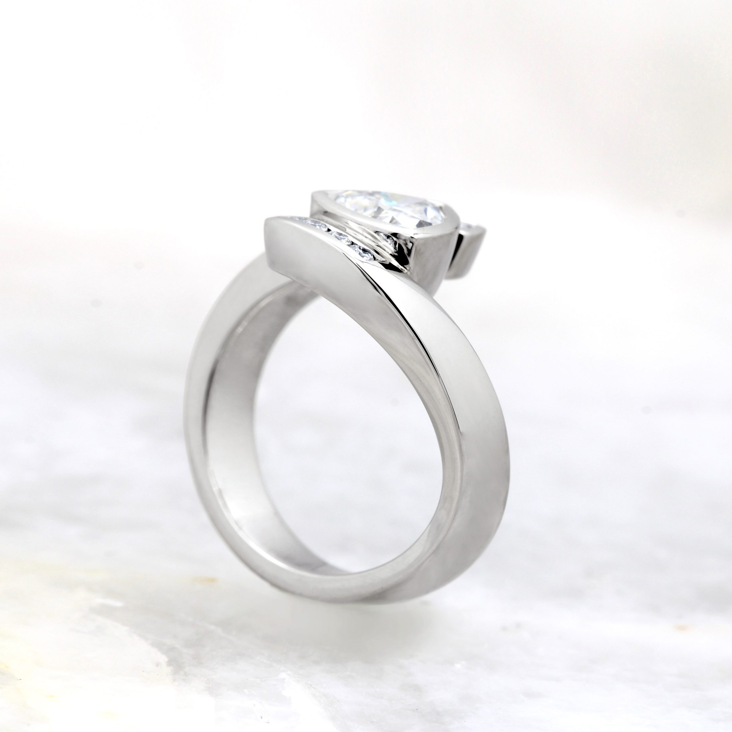 Trillion Bezel Set Engagement Ring » JewelryThis Custom Jewelry