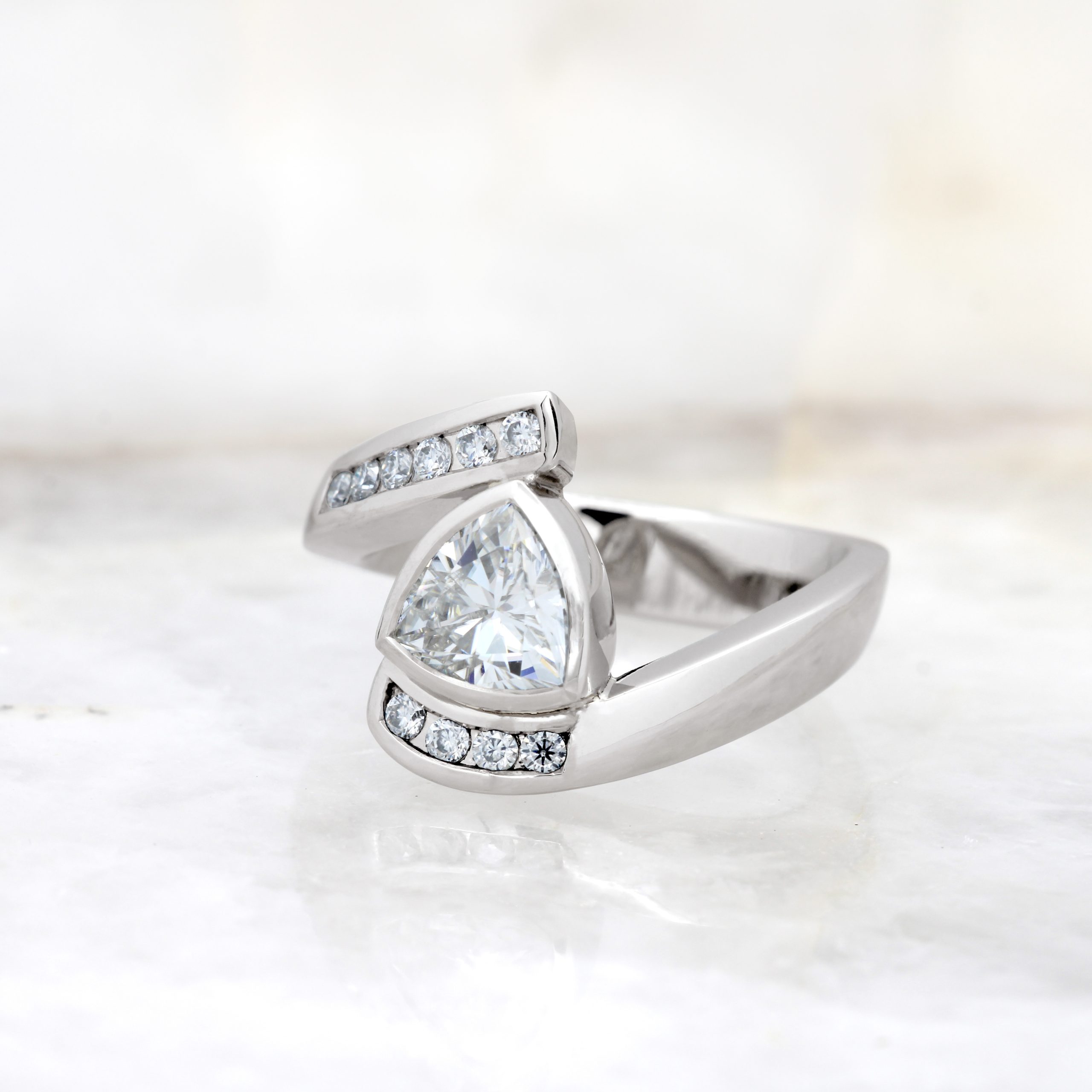 Trillion Bezel Set Engagement Ring » JewelryThis Custom Jewelry
