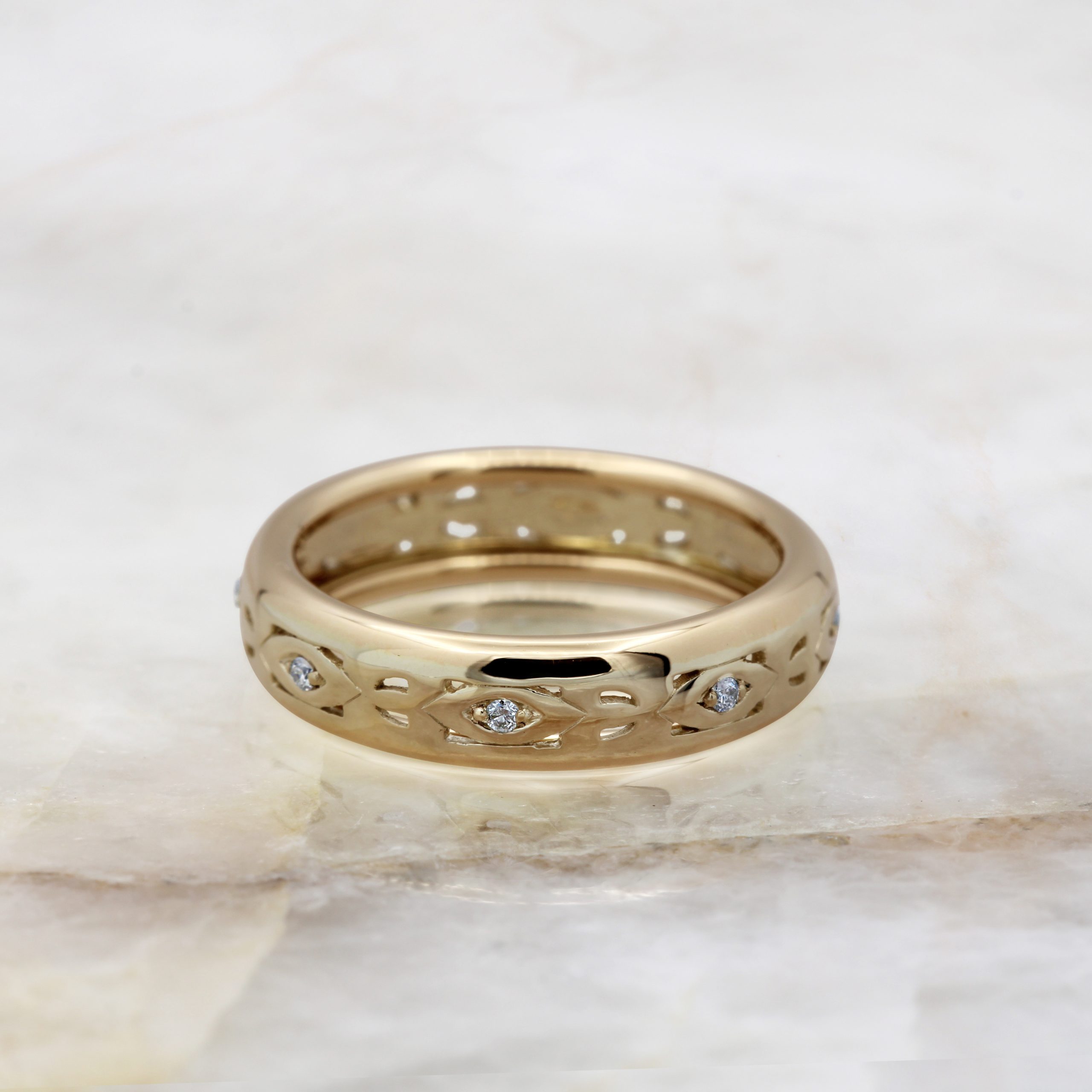 Two Tone Inspiration Band Ring With Cubic Zirconia