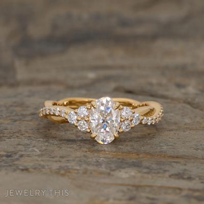 moissanite engagement ring accent stones in band