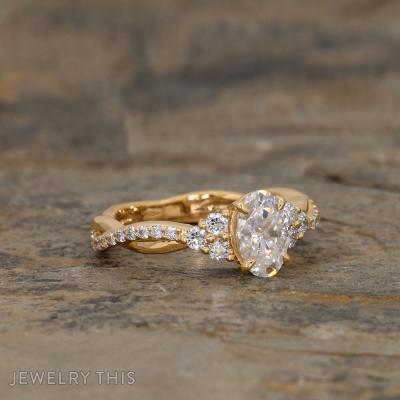 moissanite engagement ring accent stones in band