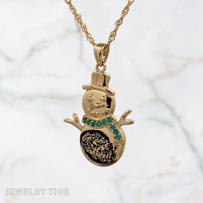 snowman pendant with emerald scarf