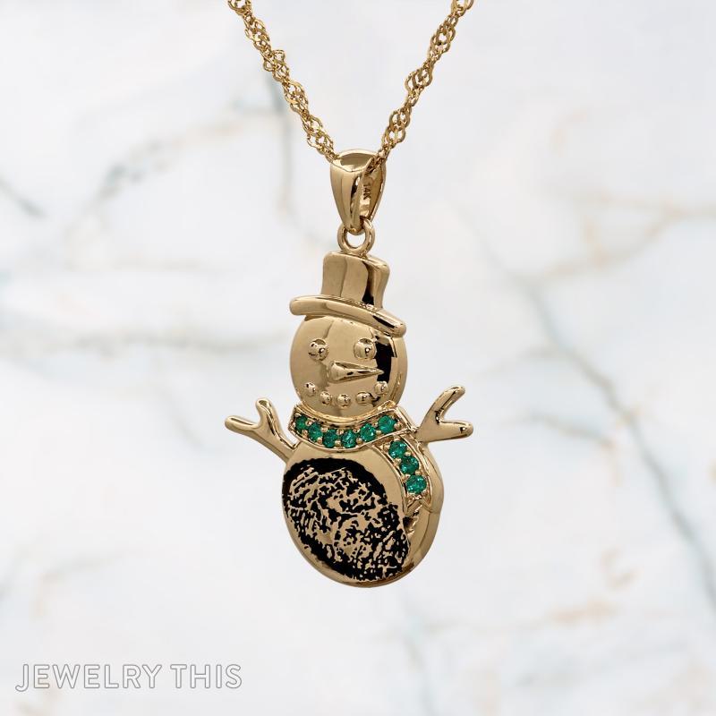 snowman pendant with emerald scarf
