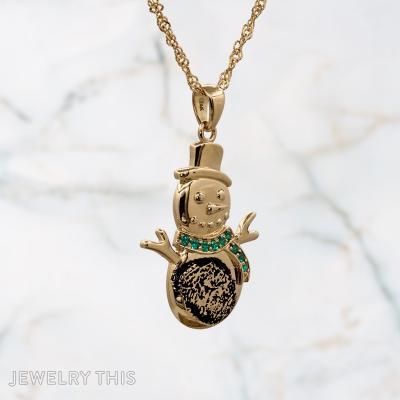 snowman pendant with emerald scarf