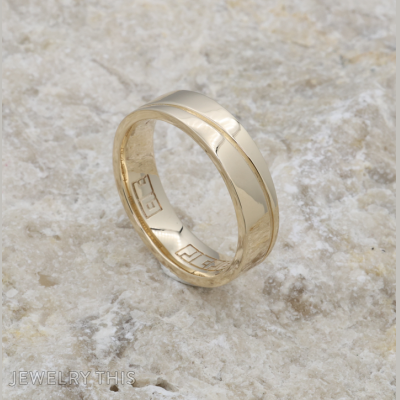 10K Gold Angled Groove Wedding Band