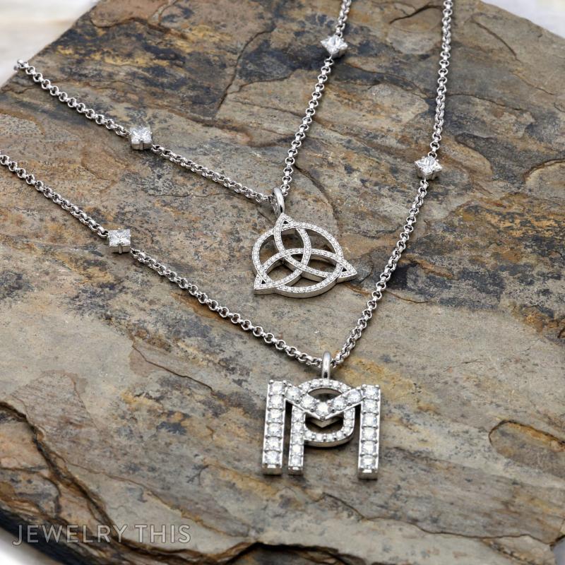 double chain pendant celtic intial pendant