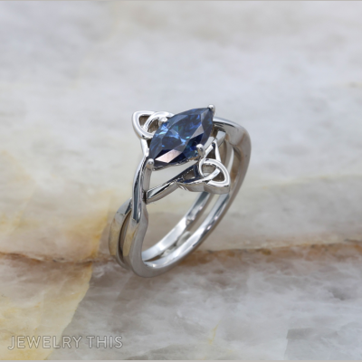 celtic celticknot spinel ringset