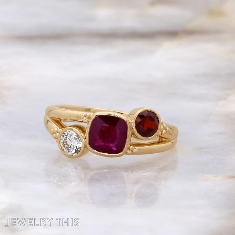 ruby garnet bezel birthstone