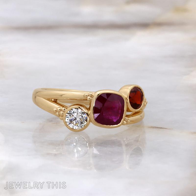 ruby garnet bezel birthstone