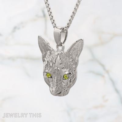 green eyed cat remembrance pet loss pendant.