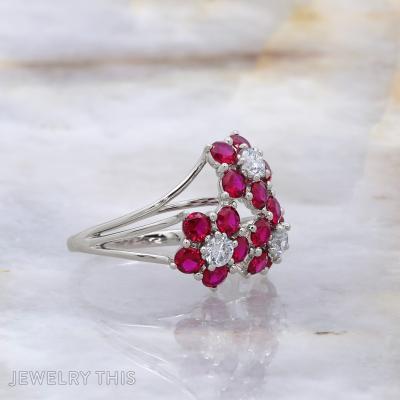 white gold flower cluster ring
