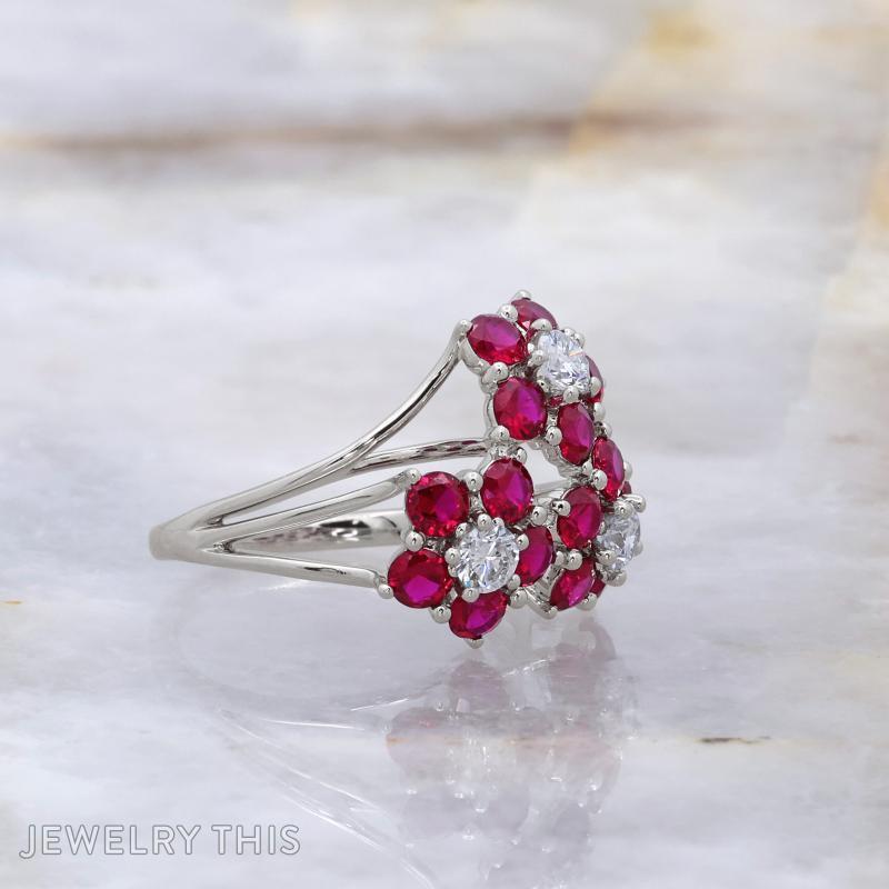 white gold flower cluster ring