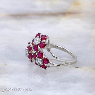 white gold flower cluster ring