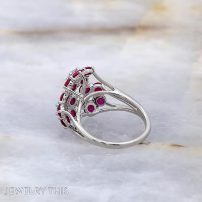 white gold flower cluster ring