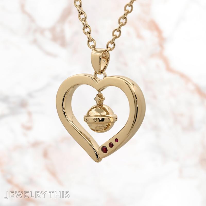 Heart bell ruby necklace