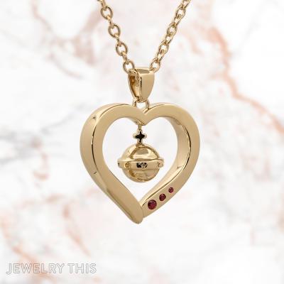 Heart bell ruby necklace