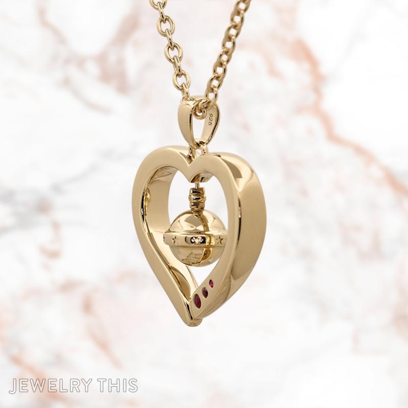 Heart bell ruby necklace