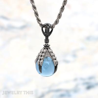 Dragon Claw sky blue topaz 12 mm bead 3D pendant
