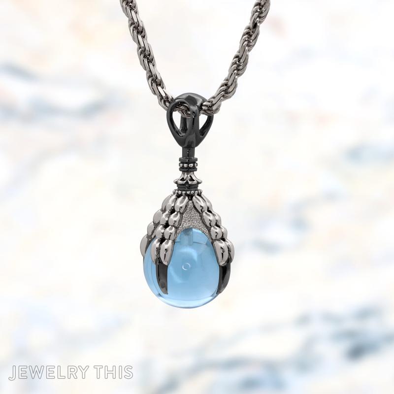 Dragon Claw sky blue topaz 12 mm bead 3D pendant