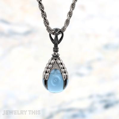 Dragon Claw sky blue topaz 12 mm bead 3D pendant