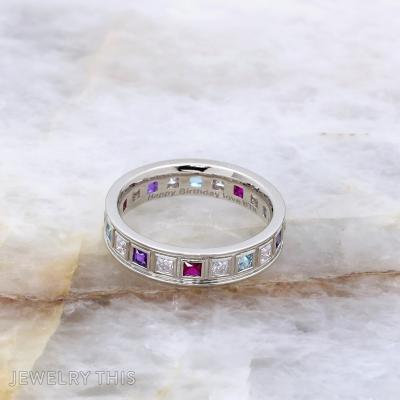 Birthstone bezel set anniversary eternity band