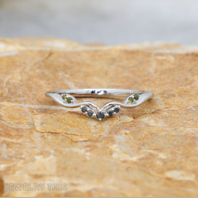 contour greengarnet weddingband shadowband
