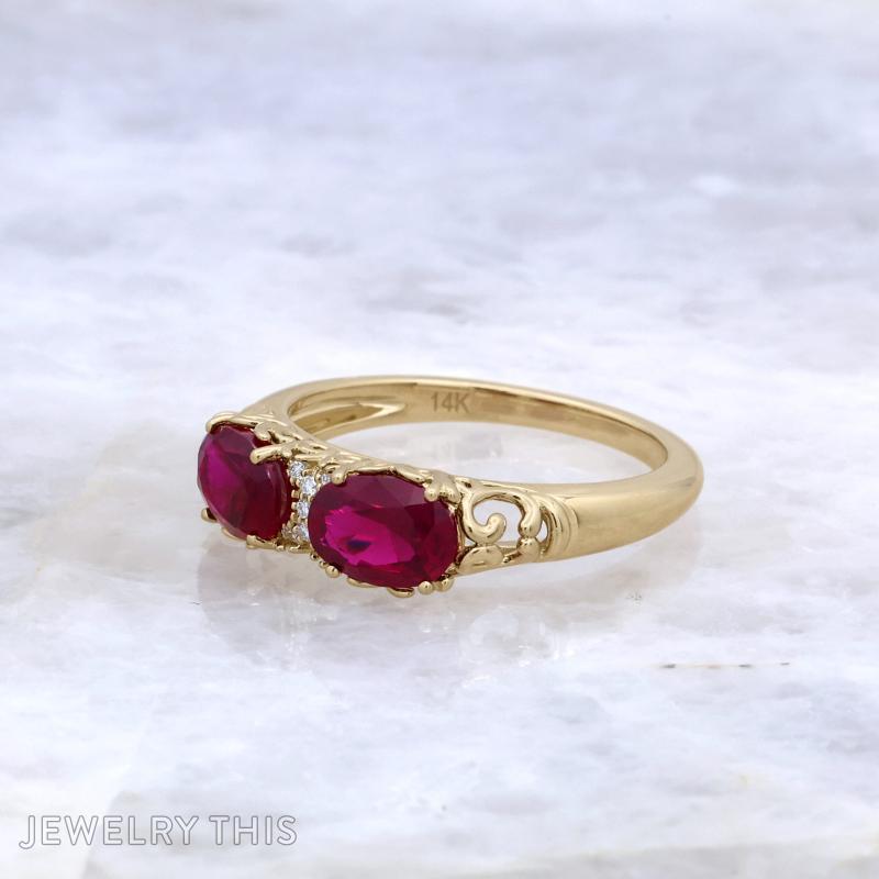 vintage family ring with ruby and diamond july