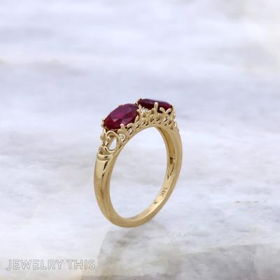 vintage family ring with ruby and diamond july