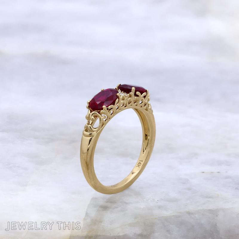 vintage family ring with ruby and diamond july