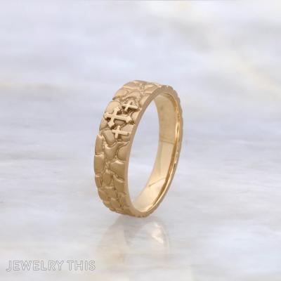 Cross Trio Nugget Wedding Band