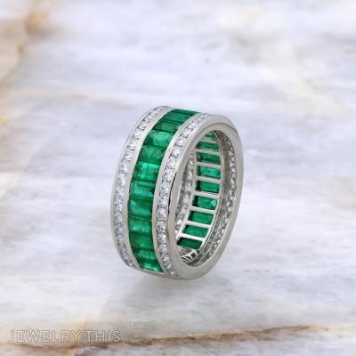 diamond and emerald wide mens band
