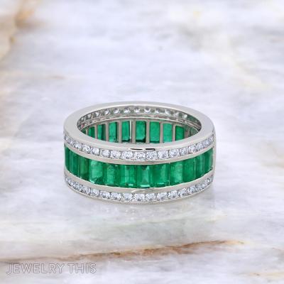 diamond and emerald wide mens band