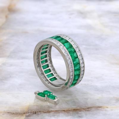 diamond and emerald wide mens band