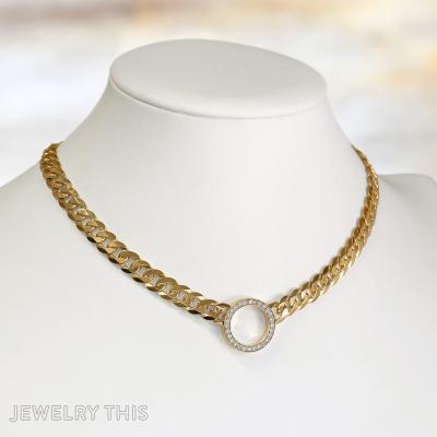 Diamond Gold Choker Curb Chain