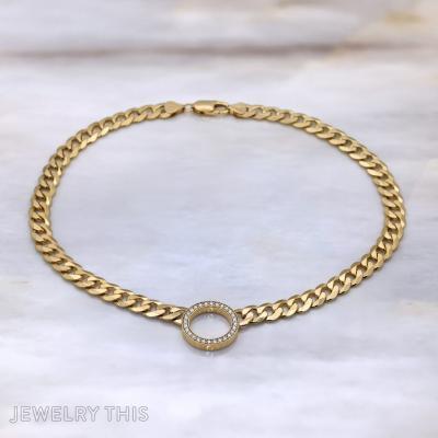 Diamond Gold Choker Curb Chain